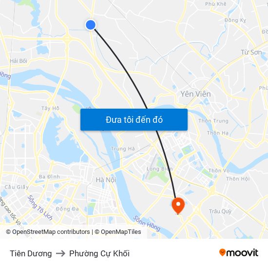 Tiên Dương to Phường Cự Khối map