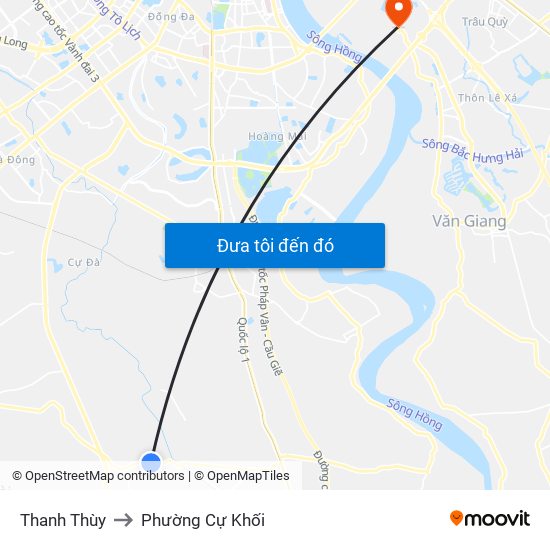 Thanh Thùy to Phường Cự Khối map