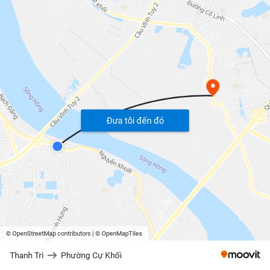Thanh Trì to Phường Cự Khối map
