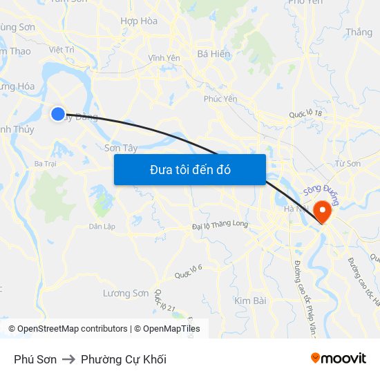 Phú Sơn to Phường Cự Khối map