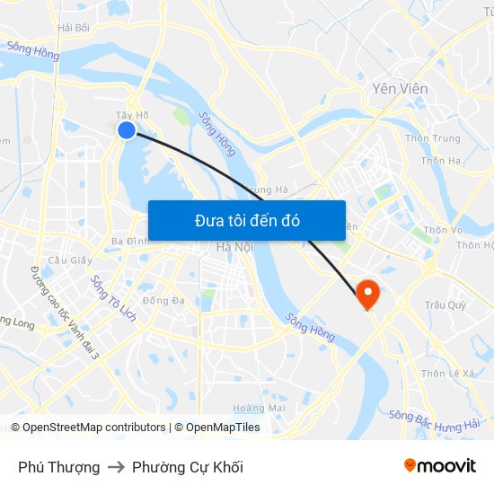 Phú Thượng to Phường Cự Khối map