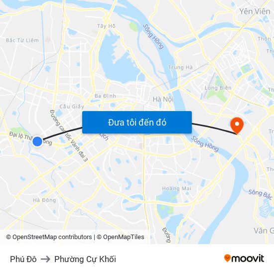 Phú Đô to Phường Cự Khối map