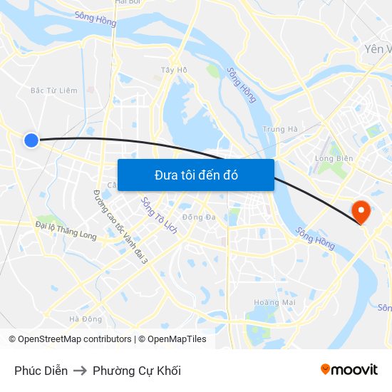 Phúc Diễn to Phường Cự Khối map