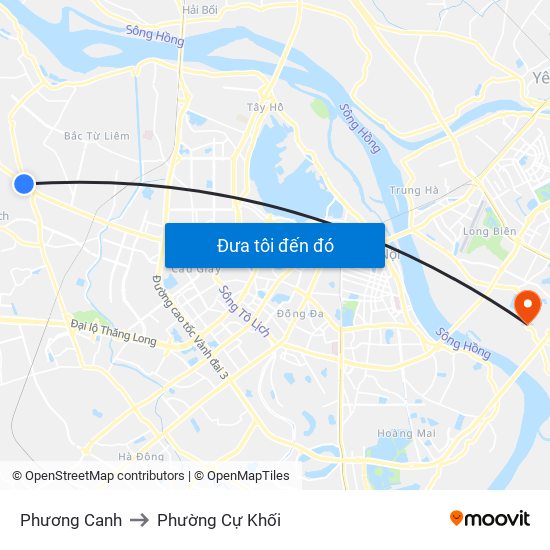 Phương Canh to Phường Cự Khối map