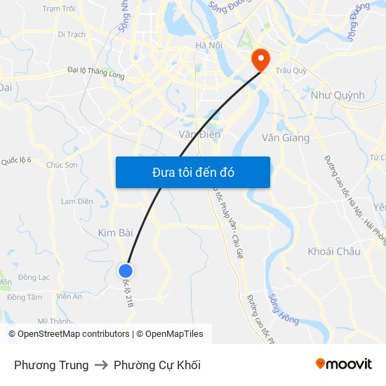 Phương Trung to Phường Cự Khối map