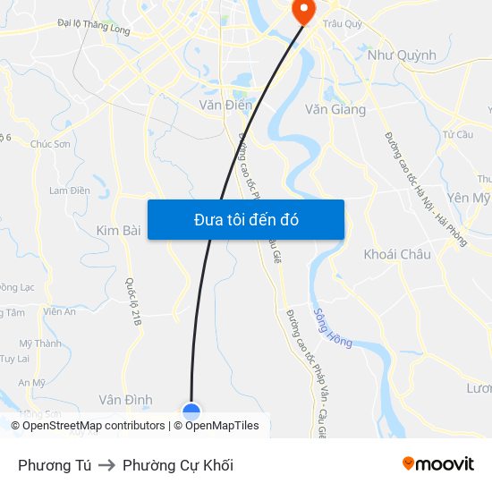 Phương Tú to Phường Cự Khối map