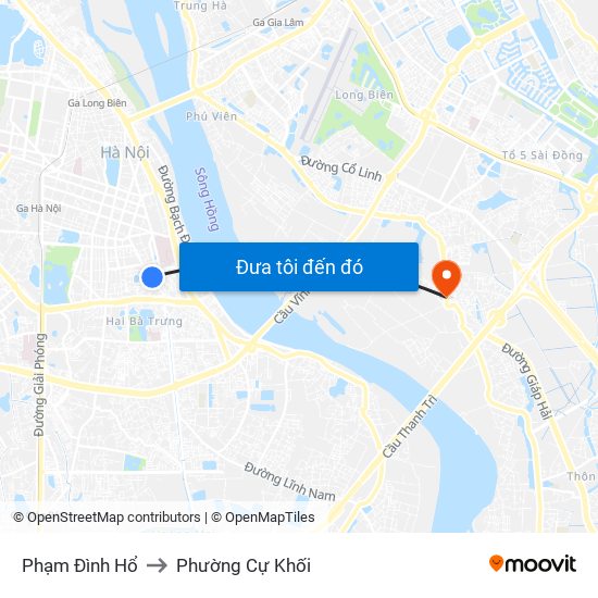 Phạm Đình Hổ to Phường Cự Khối map