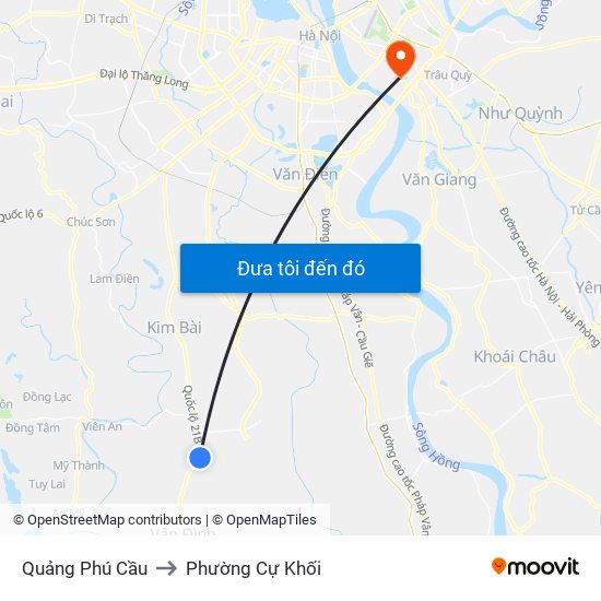 Quảng Phú Cầu to Phường Cự Khối map