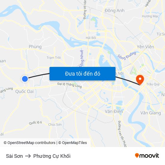 Sài Sơn to Phường Cự Khối map