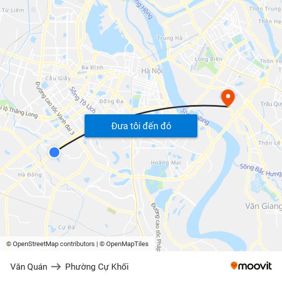 Văn Quán to Phường Cự Khối map