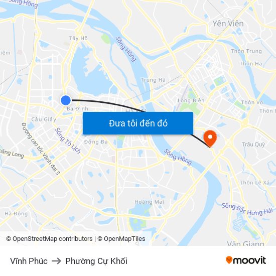 Vĩnh Phúc to Phường Cự Khối map