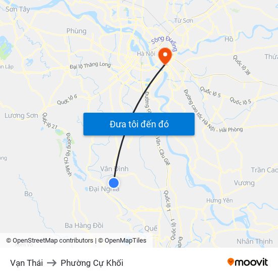 Vạn Thái to Phường Cự Khối map