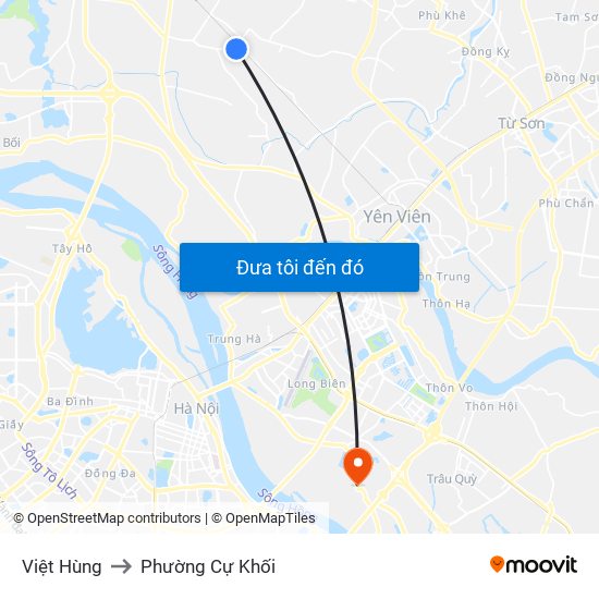 Việt Hùng to Phường Cự Khối map