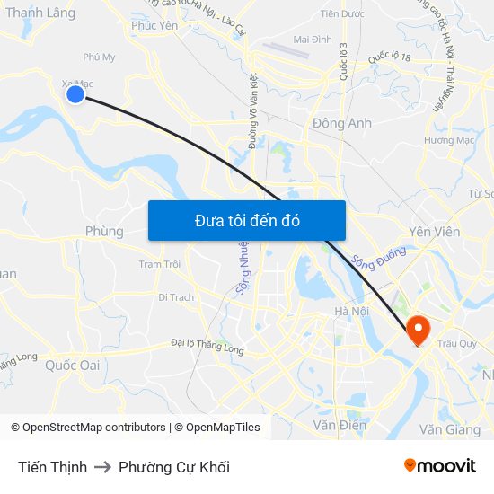 Tiến Thịnh to Phường Cự Khối map