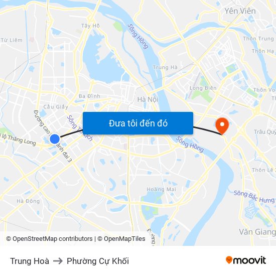 Trung Hoà to Phường Cự Khối map