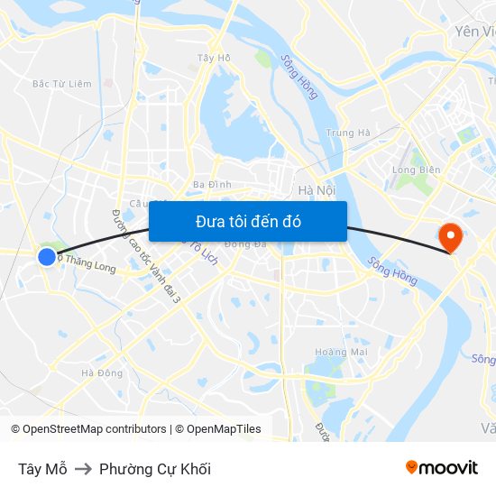 Tây Mỗ to Phường Cự Khối map