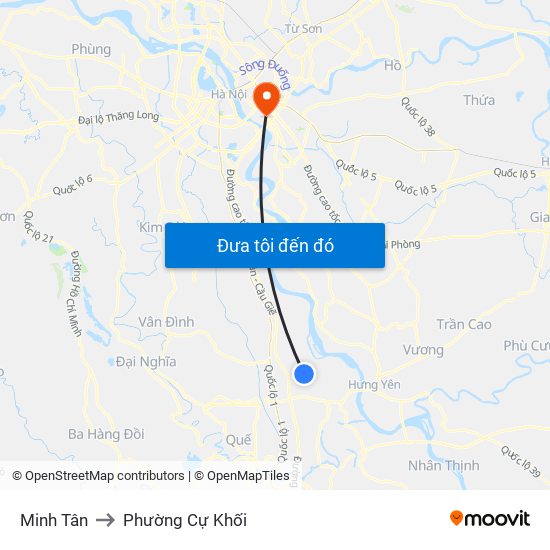 Minh Tân to Phường Cự Khối map