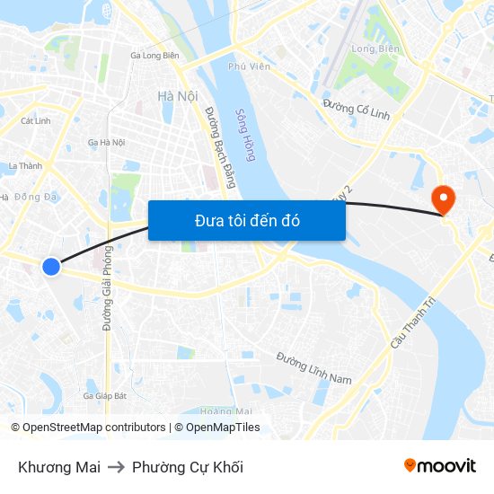 Khương Mai to Phường Cự Khối map