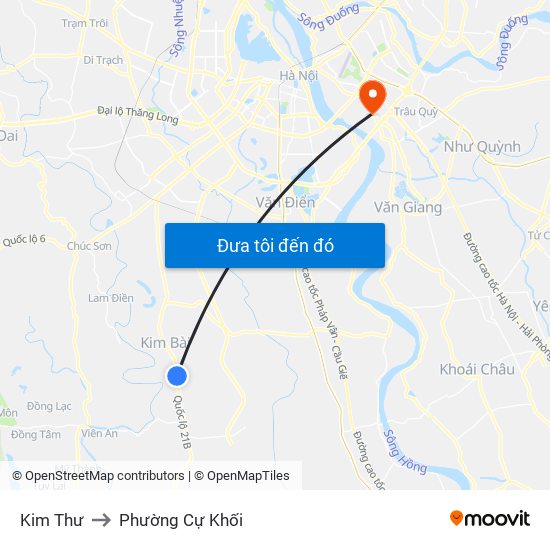 Kim Thư to Phường Cự Khối map