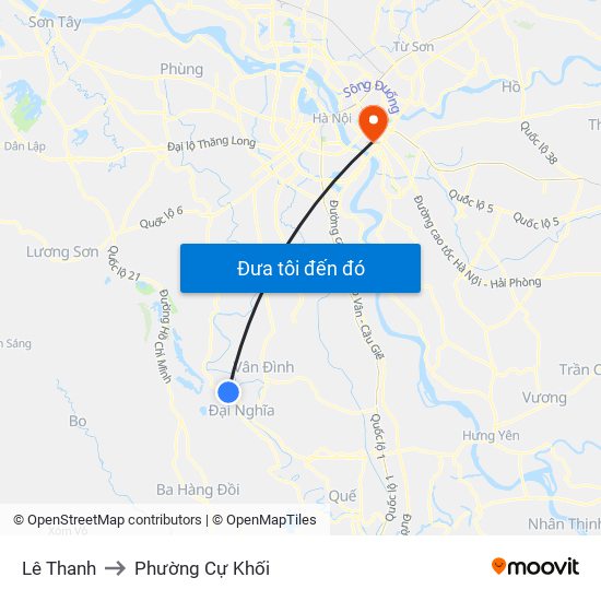Lê Thanh to Phường Cự Khối map