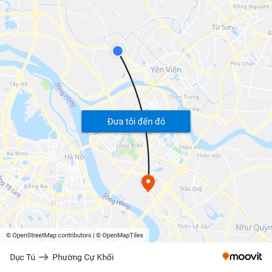 Dục Tú to Phường Cự Khối map