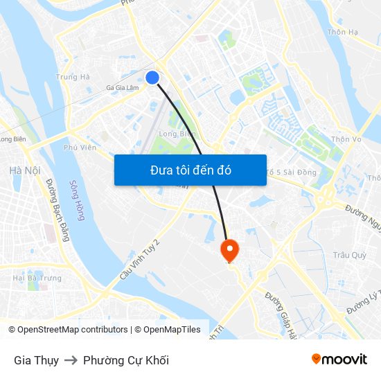 Gia Thụy to Phường Cự Khối map