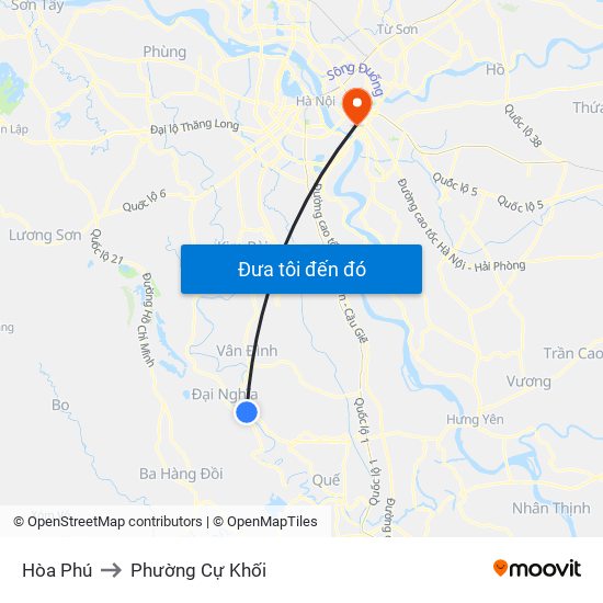 Hòa Phú to Phường Cự Khối map