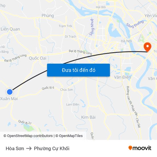 Hòa Sơn to Phường Cự Khối map