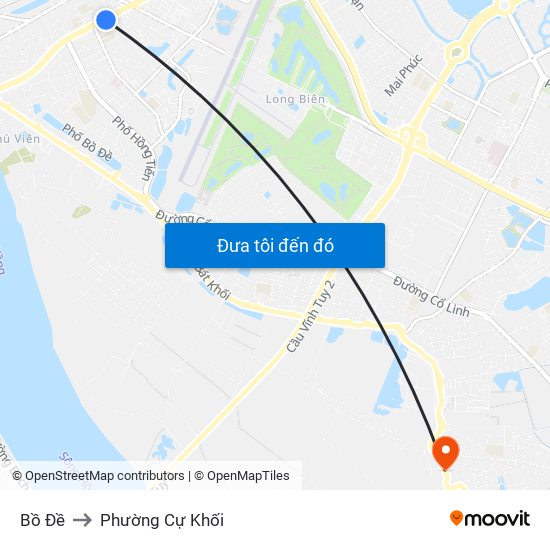 Bồ Đề to Phường Cự Khối map