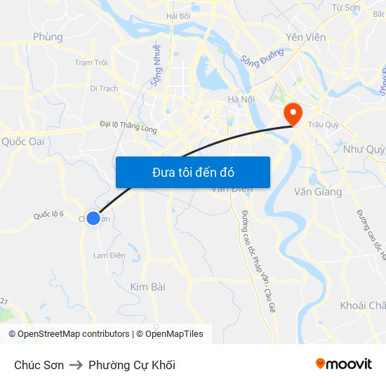 Chúc Sơn to Phường Cự Khối map