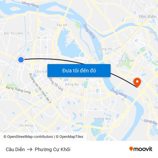 Cầu Diễn to Phường Cự Khối map