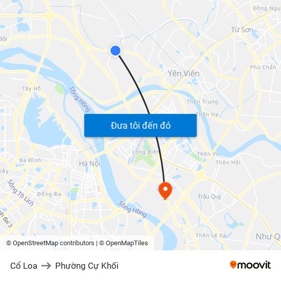 Cổ Loa to Phường Cự Khối map