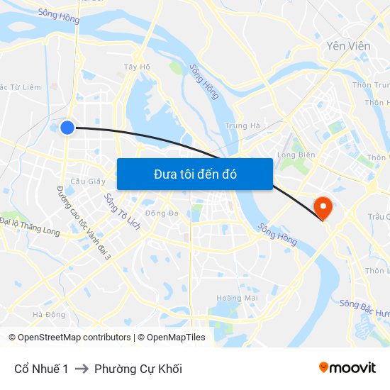 Cổ Nhuế 1 to Phường Cự Khối map