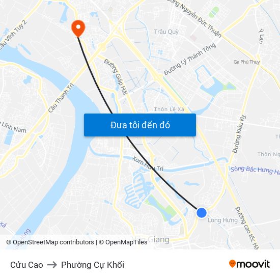 Cửu Cao to Phường Cự Khối map