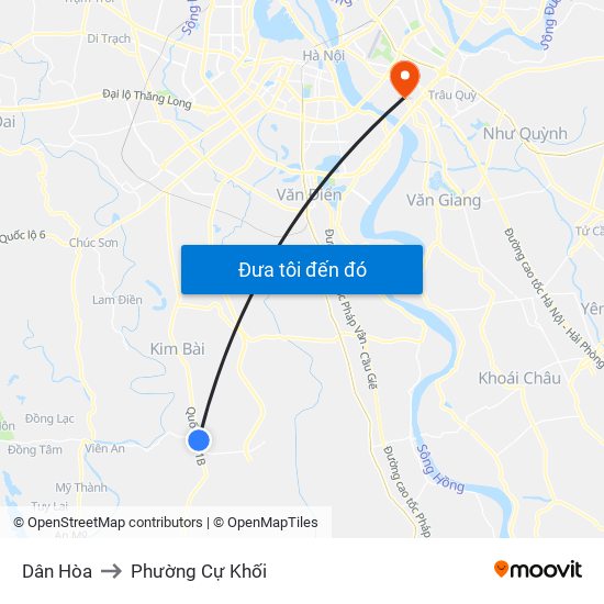 Dân Hòa to Phường Cự Khối map