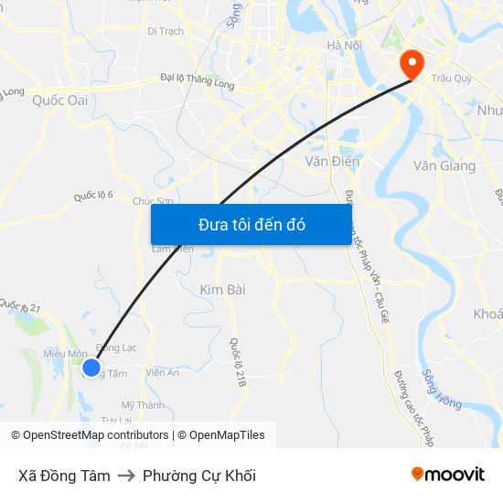 Xã Đồng Tâm to Phường Cự Khối map