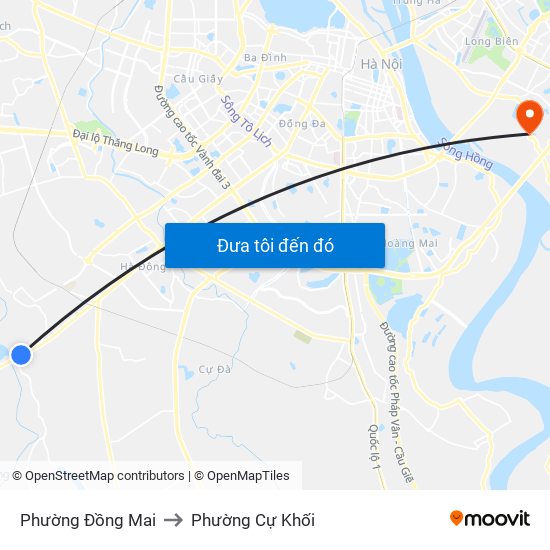 Phường Đồng Mai to Phường Cự Khối map