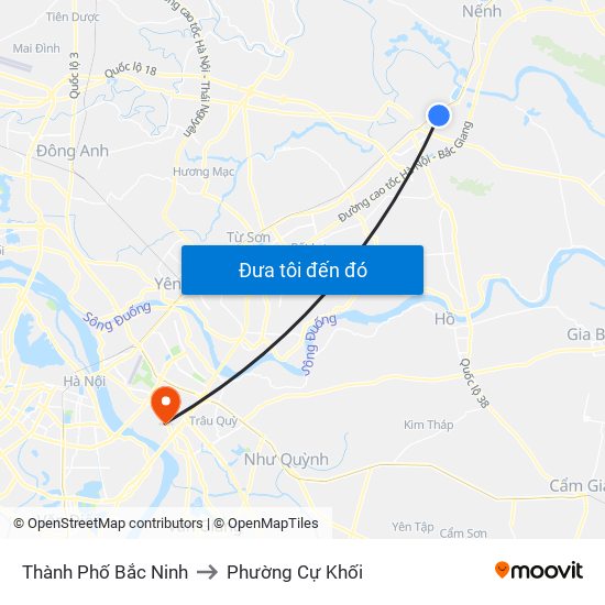 Thành Phố Bắc Ninh to Phường Cự Khối map