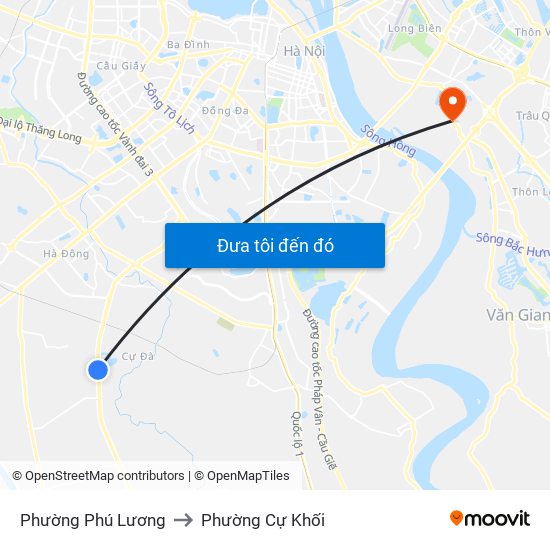 Phường Phú Lương to Phường Cự Khối map