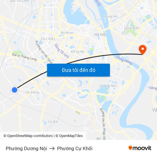 Phường Dương Nội to Phường Cự Khối map