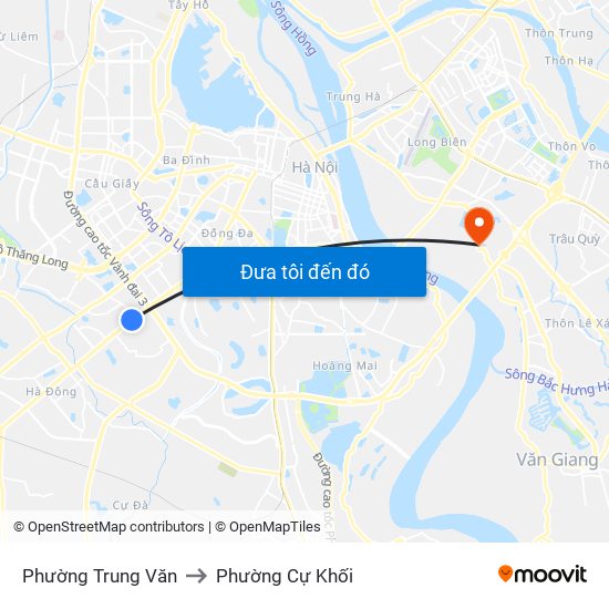 Phường Trung Văn to Phường Cự Khối map