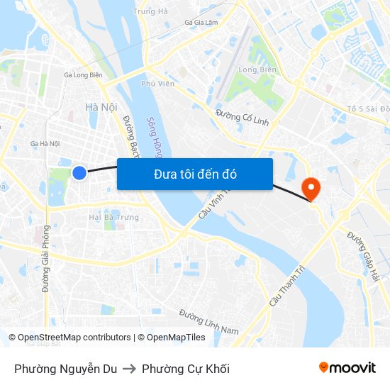 Phường Nguyễn Du to Phường Cự Khối map