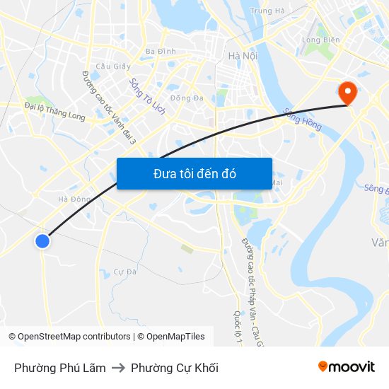 Phường Phú Lãm to Phường Cự Khối map