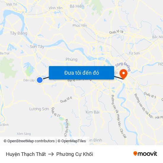 Huyện Thạch Thất to Phường Cự Khối map