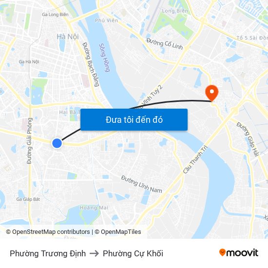 Phường Trương Định to Phường Cự Khối map