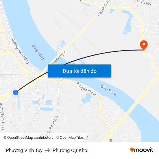 Phường Vĩnh Tuy to Phường Cự Khối map