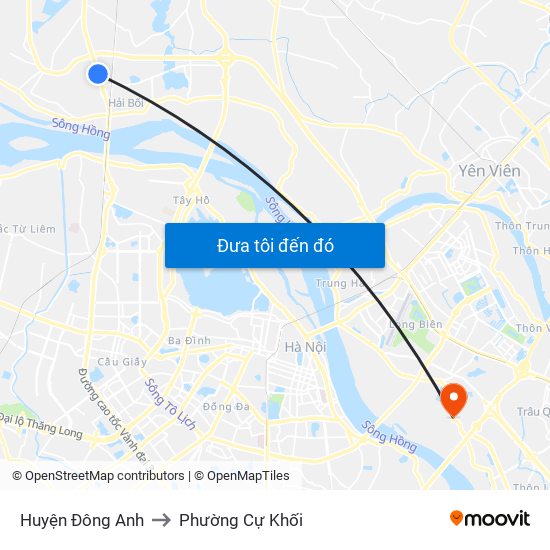 Huyện Đông Anh to Phường Cự Khối map