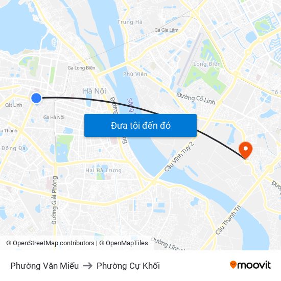 Phường Văn Miếu to Phường Cự Khối map