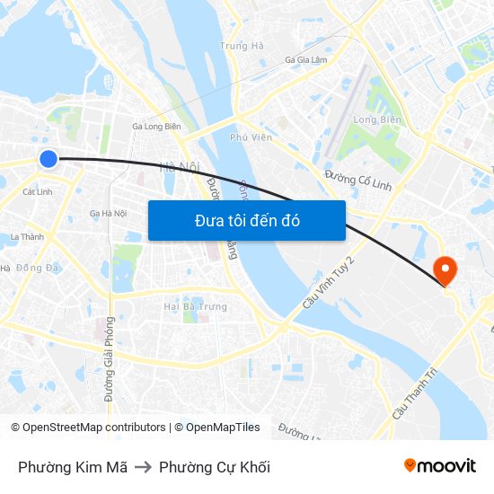 Phường Kim Mã to Phường Cự Khối map