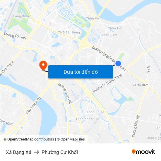 Xã Đặng Xá to Phường Cự Khối map